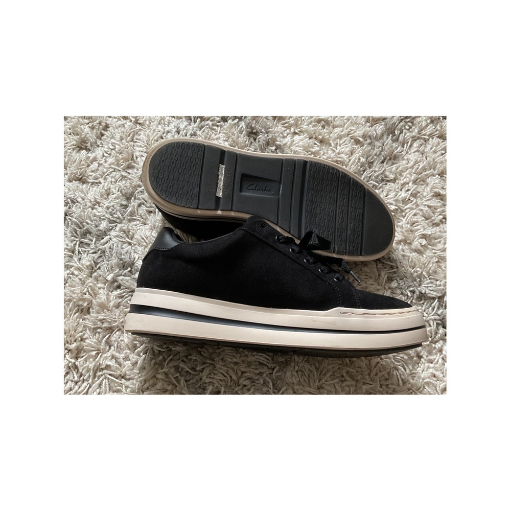 Clarks Cloudsteppers Black Suede Platform Side Zi… - image 6